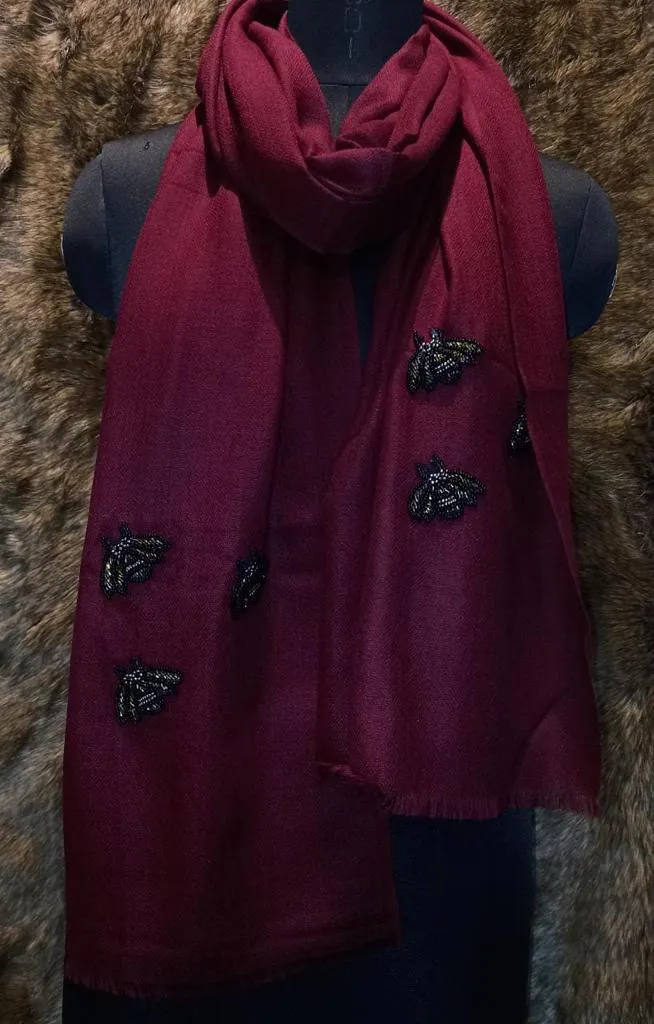 Kashmiri maroom  woolen bumble bee stole