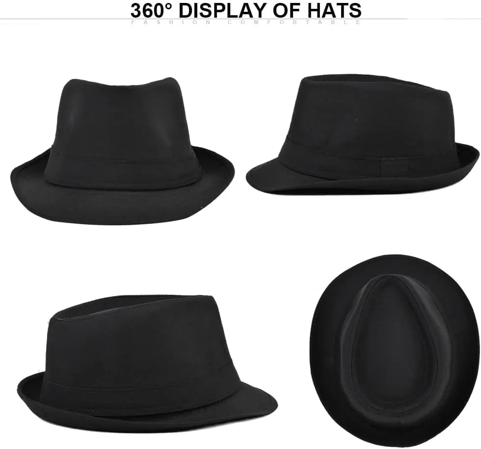 Men Warm Fedoras Felt Trilby Hat Vintage Panama with Short Brim Winter Bowler Outdoor British Jazz Costume Headwear