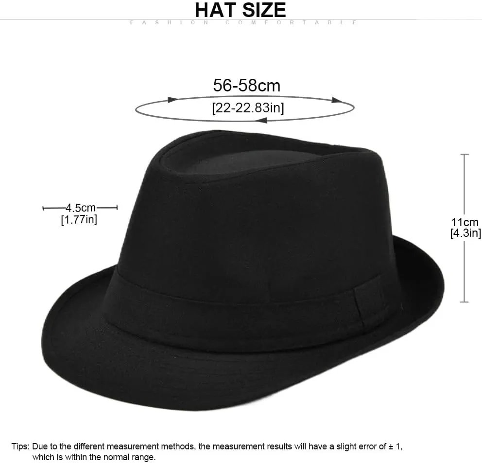 Men Warm Fedoras Felt Trilby Hat Vintage Panama with Short Brim Winter Bowler Outdoor British Jazz Costume Headwear