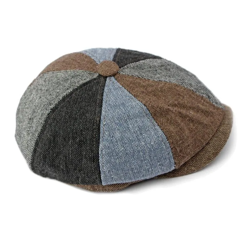 Men's Vintage Colorblock Patchwork Beret 59913433M