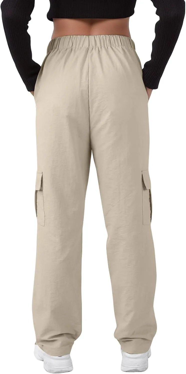 midelxp Bagyg Cargo Pants Women High Waisted Quick Dry Hiking Pants with Pockets Summer Lightweight Athletic Parachute Pant