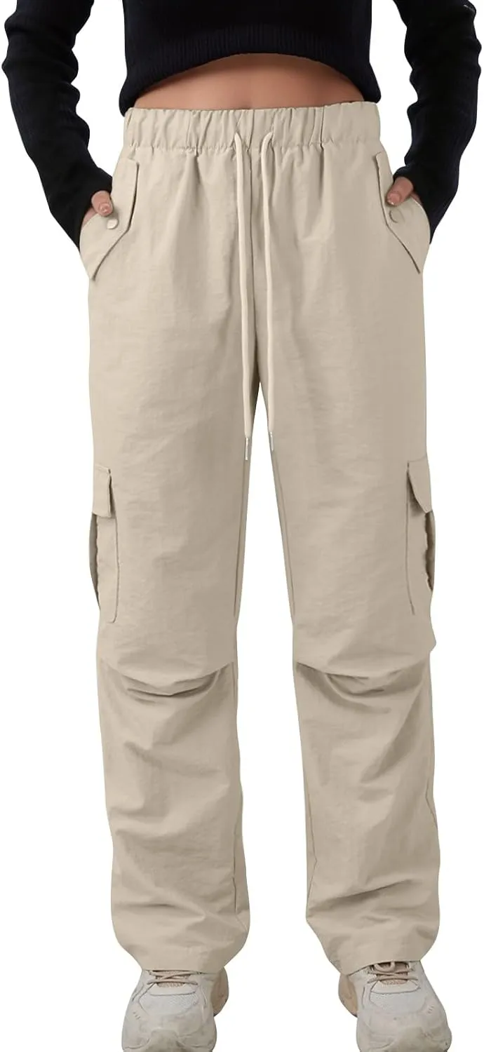 midelxp Bagyg Cargo Pants Women High Waisted Quick Dry Hiking Pants with Pockets Summer Lightweight Athletic Parachute Pant