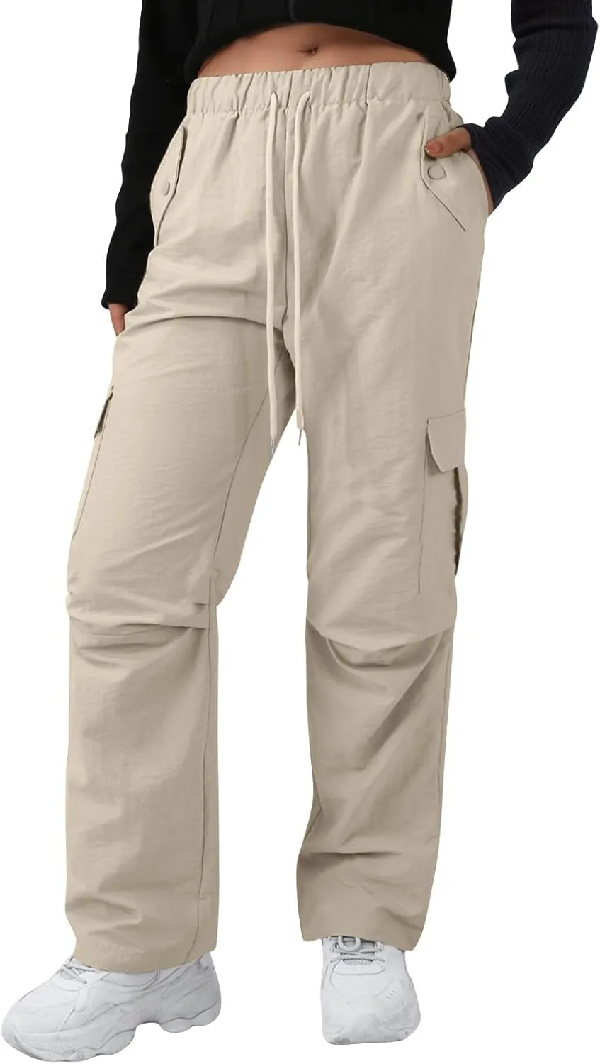 midelxp Bagyg Cargo Pants Women High Waisted Quick Dry Hiking Pants with Pockets Summer Lightweight Athletic Parachute Pant