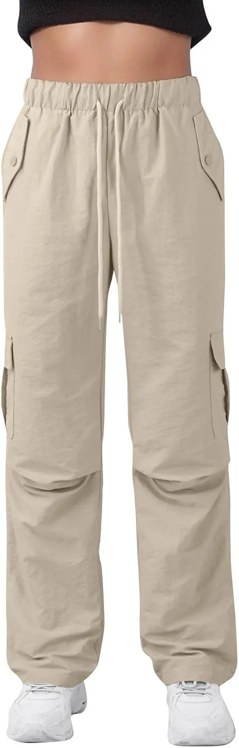 midelxp Bagyg Cargo Pants Women High Waisted Quick Dry Hiking Pants with Pockets Summer Lightweight Athletic Parachute Pant