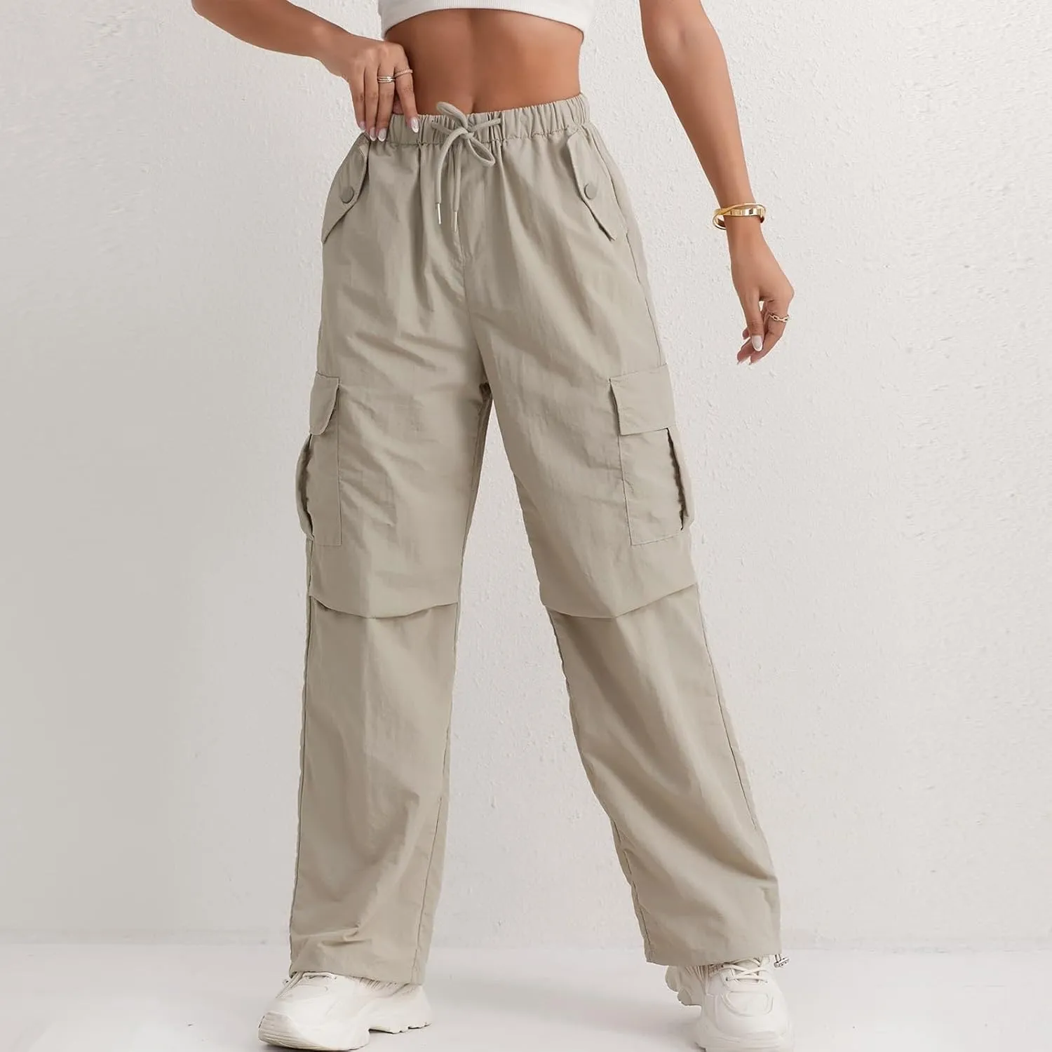 midelxp Bagyg Cargo Pants Women High Waisted Quick Dry Hiking Pants with Pockets Summer Lightweight Athletic Parachute Pant