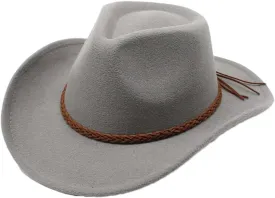 Mnjyihy Men Women Woolen Bowler Hat Jazz Fedorasrolled Brim Western Cowboy Hat Rope Decor Panama Riding Felt Cap