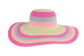 Multicolor Striped Glitter Weave Large Brim Hat