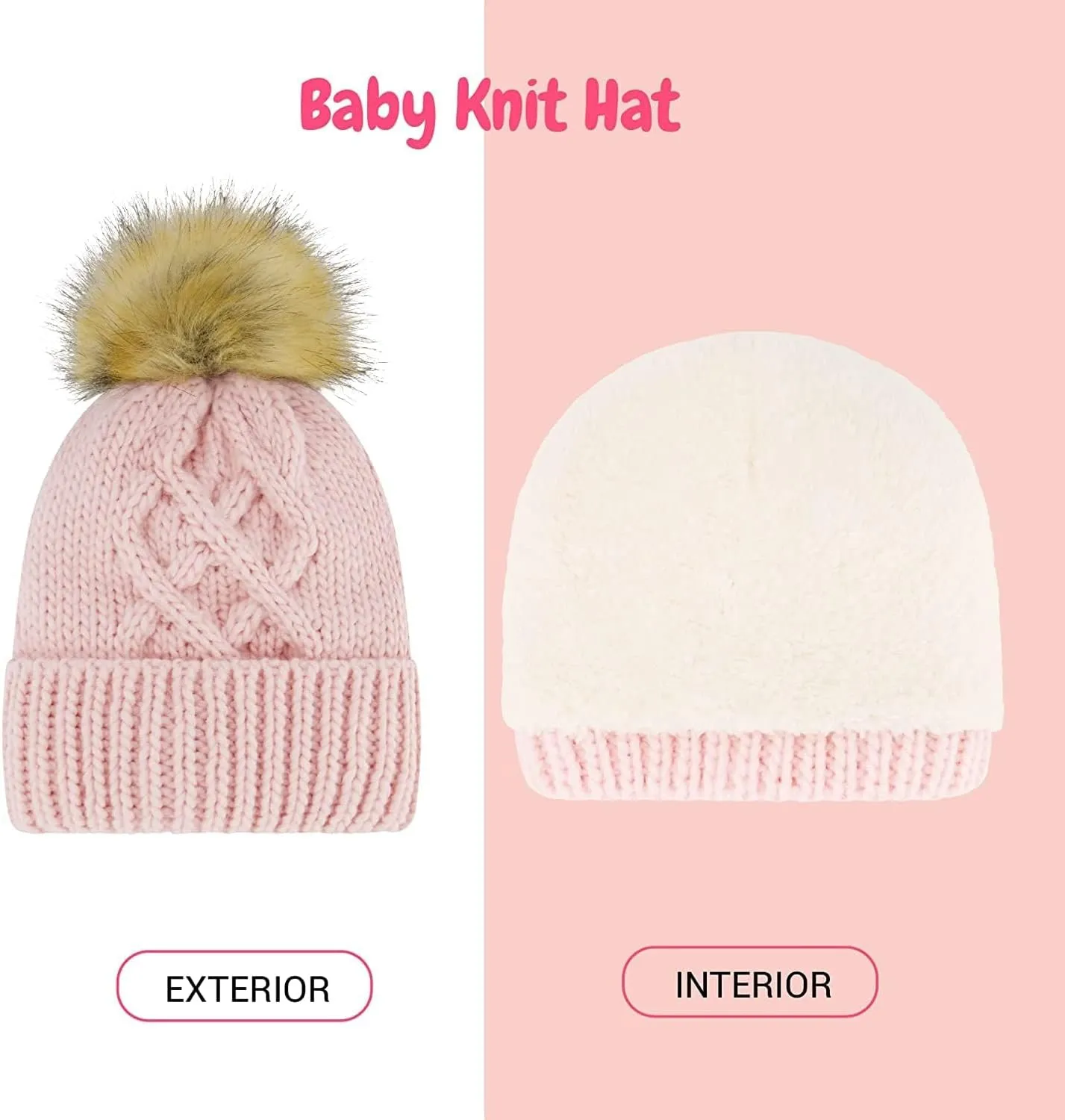 Newborn to Toddler Winter Hat and Mitten Set - Boy and Girls Fleece Lined Baby Hat - 0-6, 6-12, 12-24 Months