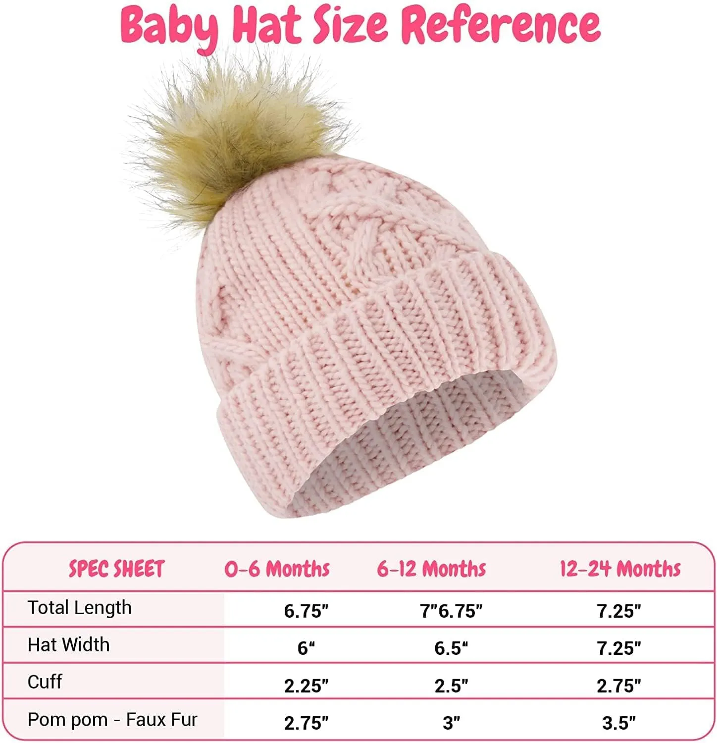 Newborn to Toddler Winter Hat and Mitten Set - Boy and Girls Fleece Lined Baby Hat - 0-6, 6-12, 12-24 Months