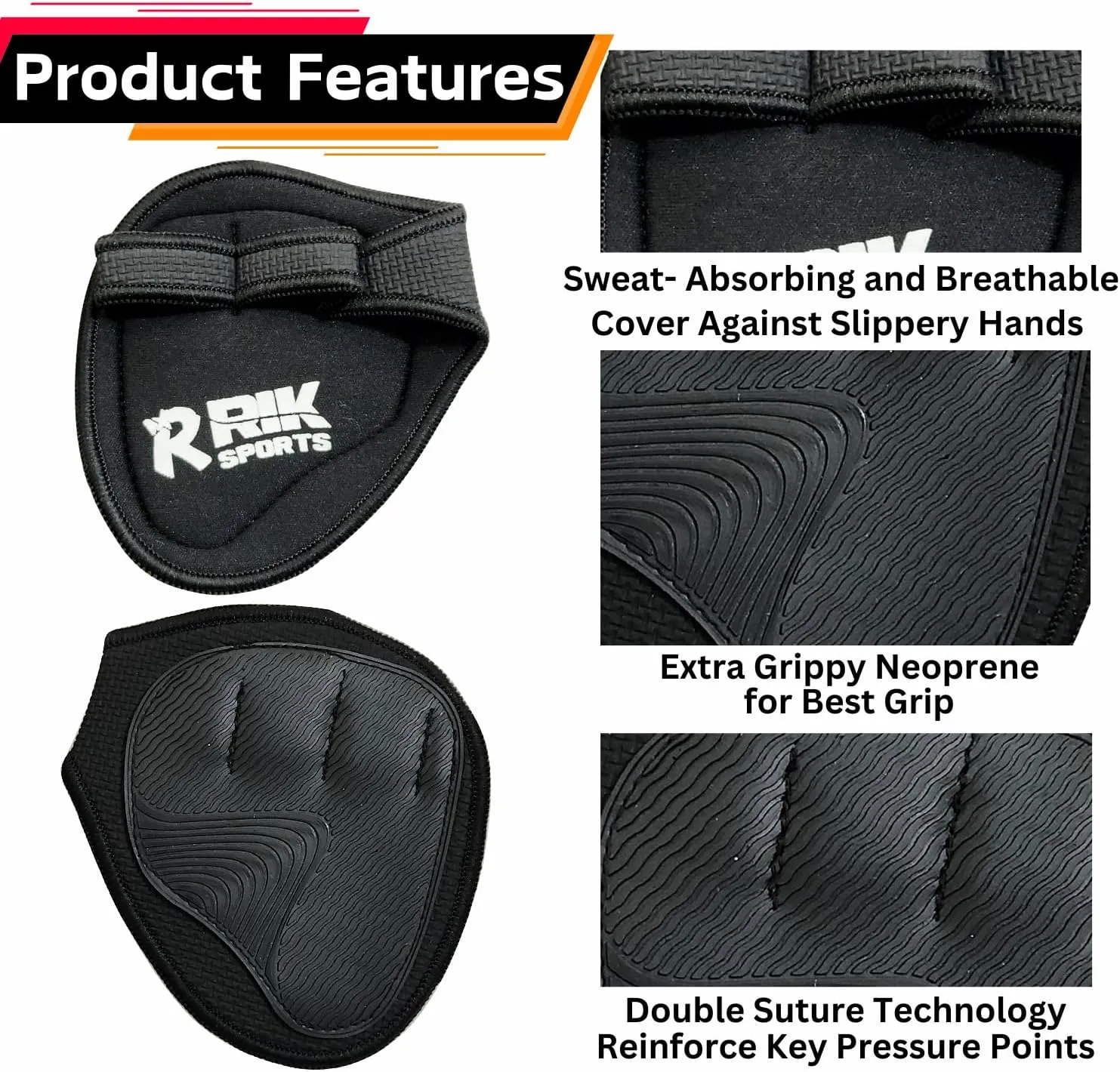 Non-Slip Neoprene Gym Grip Pads  Alternative to Workout Gloves for Weightlifting, Pull-Ups, Powerlifting, Calisthenics, and Gymnastics  Fitness Grips for Men and Women