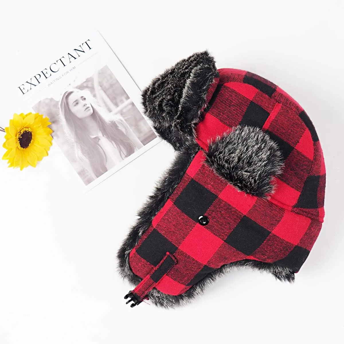 ONWAY Trapper Hat Winter Hats for Women Men with Faux Fur Ear Flaps