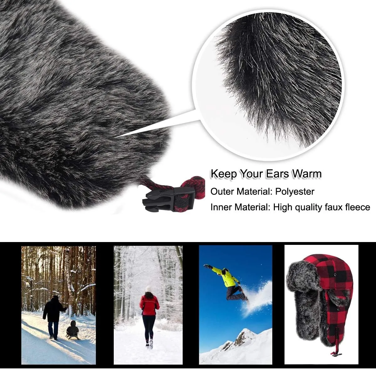 ONWAY Trapper Hat Winter Hats for Women Men with Faux Fur Ear Flaps