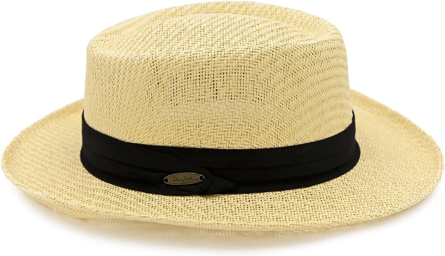 Panama Jack Gambler Straw Hat - Lightweight, 3" Big Brim, Inner Elastic Sweatband, 3-Pleat Ribbon Hat Band
