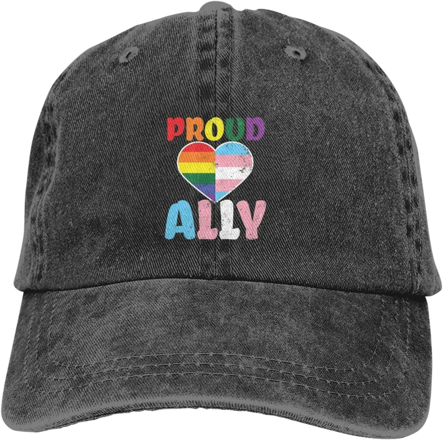 Pride Month LGBTQ Gay Pride Ally Pattern Baseball Cap,Denim Sun Hat, Dad Cap Trucker Hat for Outdoor Sports Black