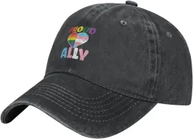 Pride Month LGBTQ Gay Pride Ally Pattern Baseball Cap,Denim Sun Hat, Dad Cap Trucker Hat for Outdoor Sports Black