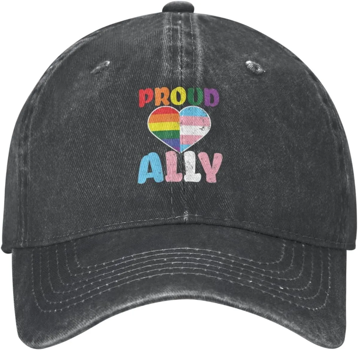 Pride Month LGBTQ Gay Pride Ally Pattern Baseball Cap,Denim Sun Hat, Dad Cap Trucker Hat for Outdoor Sports Black