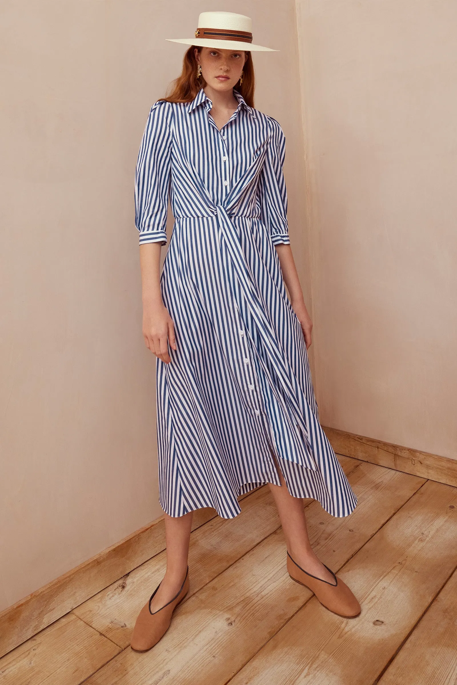 Priscilla 24 Striped Summer Shirt Dress - Sustainable