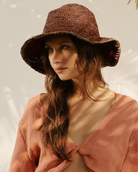 Raffia Panama Hat - V74HH - Chocolate