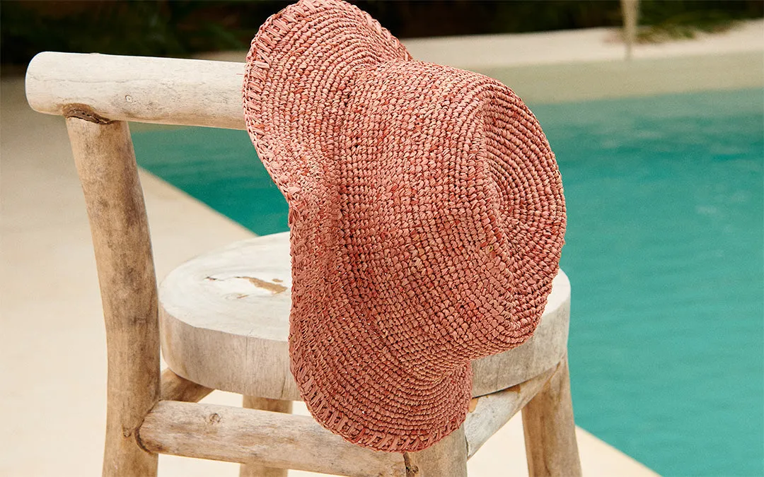 Raffia Panama Hat - V79HH - Rust