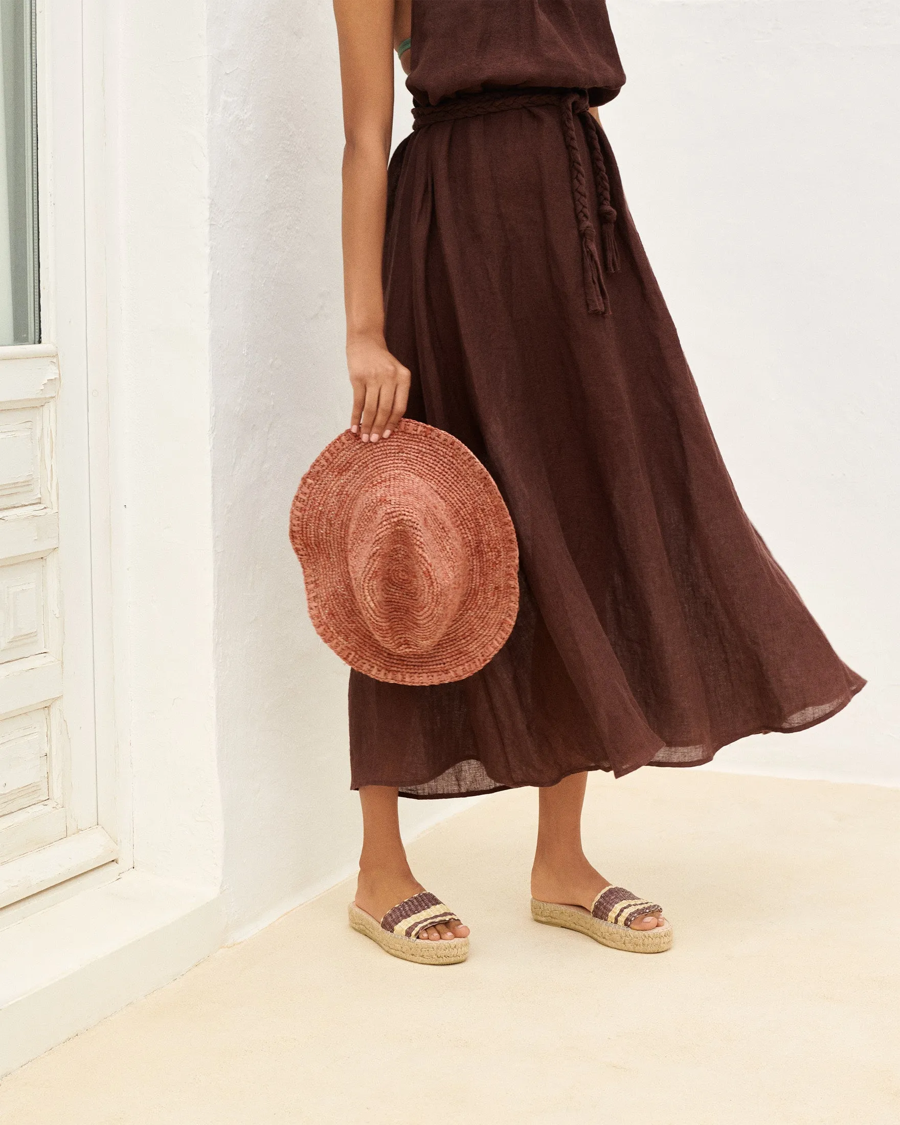 Raffia Panama Hat - V79HH - Rust