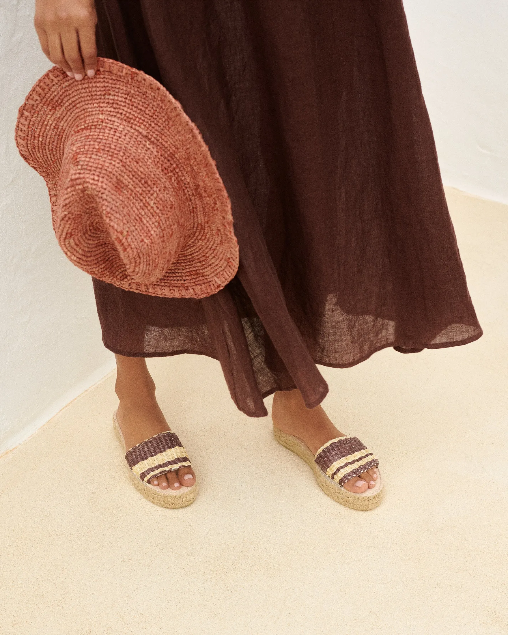Raffia Panama Hat - V79HH - Rust