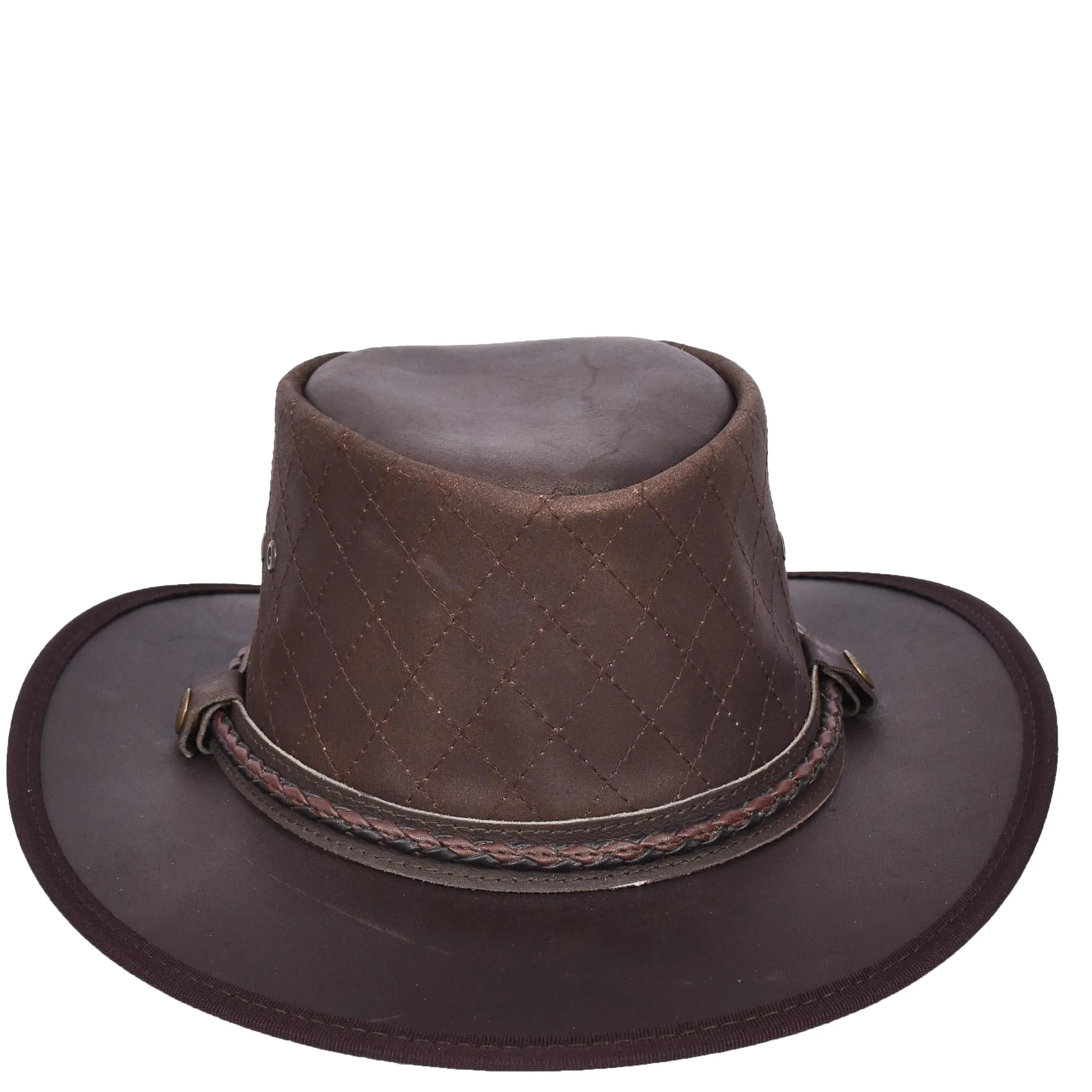 Real Leather Australian Bush Hat Outback Traveller Cowboy Style HL3341 Brown
