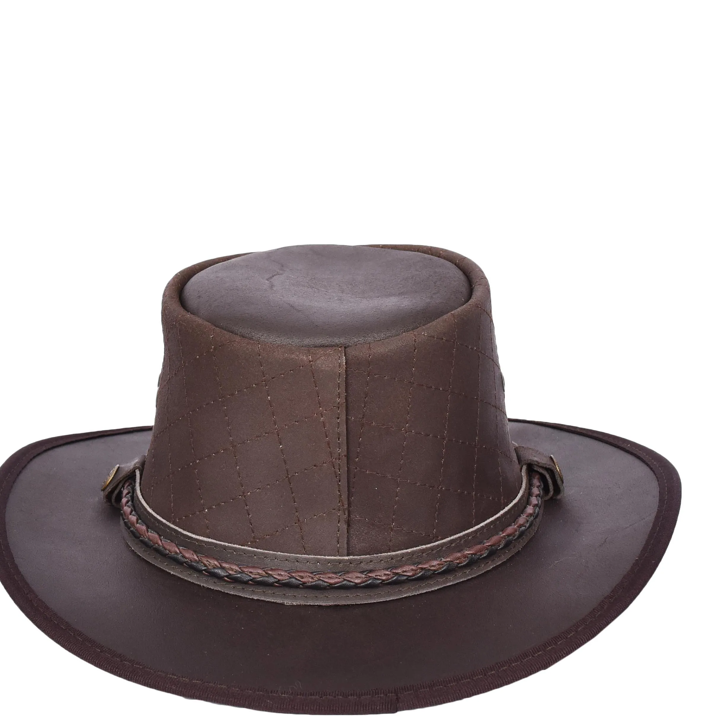 Real Leather Australian Bush Hat Outback Traveller Cowboy Style HL3341 Brown