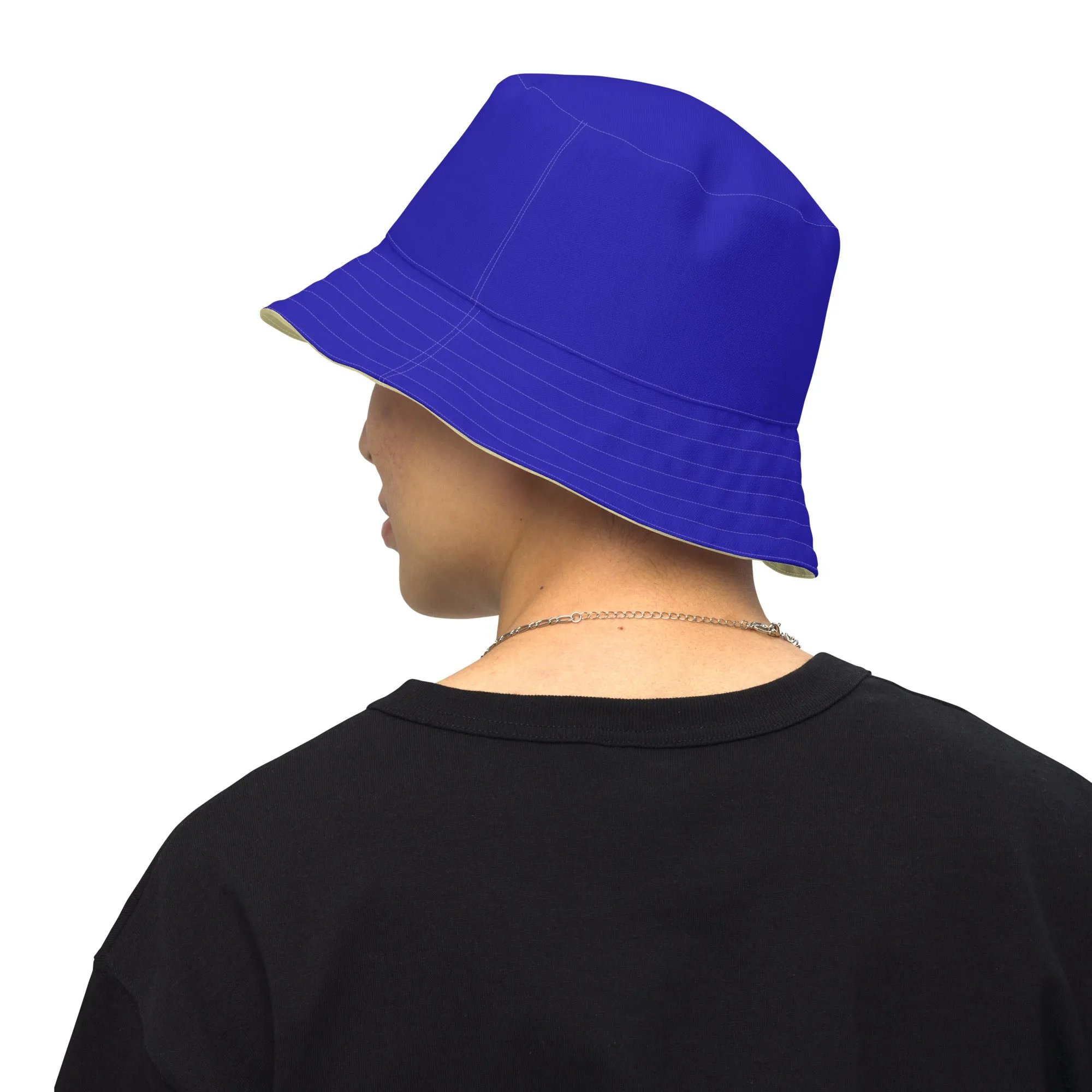 Royal Blue and Sand Reversible bucket hat, Nautical Hat