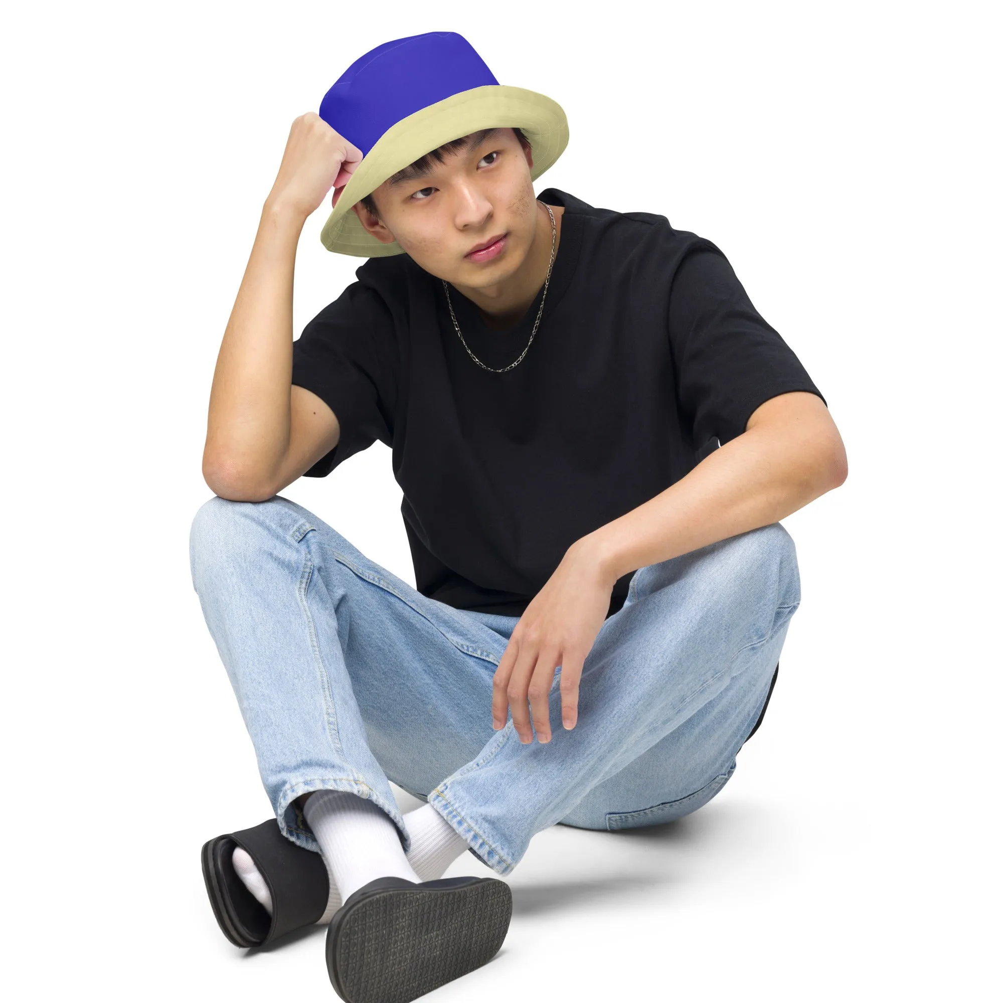 Royal Blue and Sand Reversible bucket hat, Nautical Hat