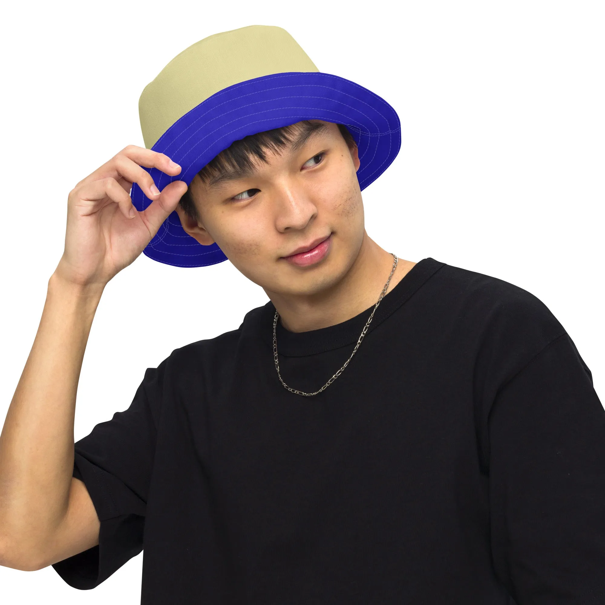 Royal Blue and Sand Reversible bucket hat, Nautical Hat