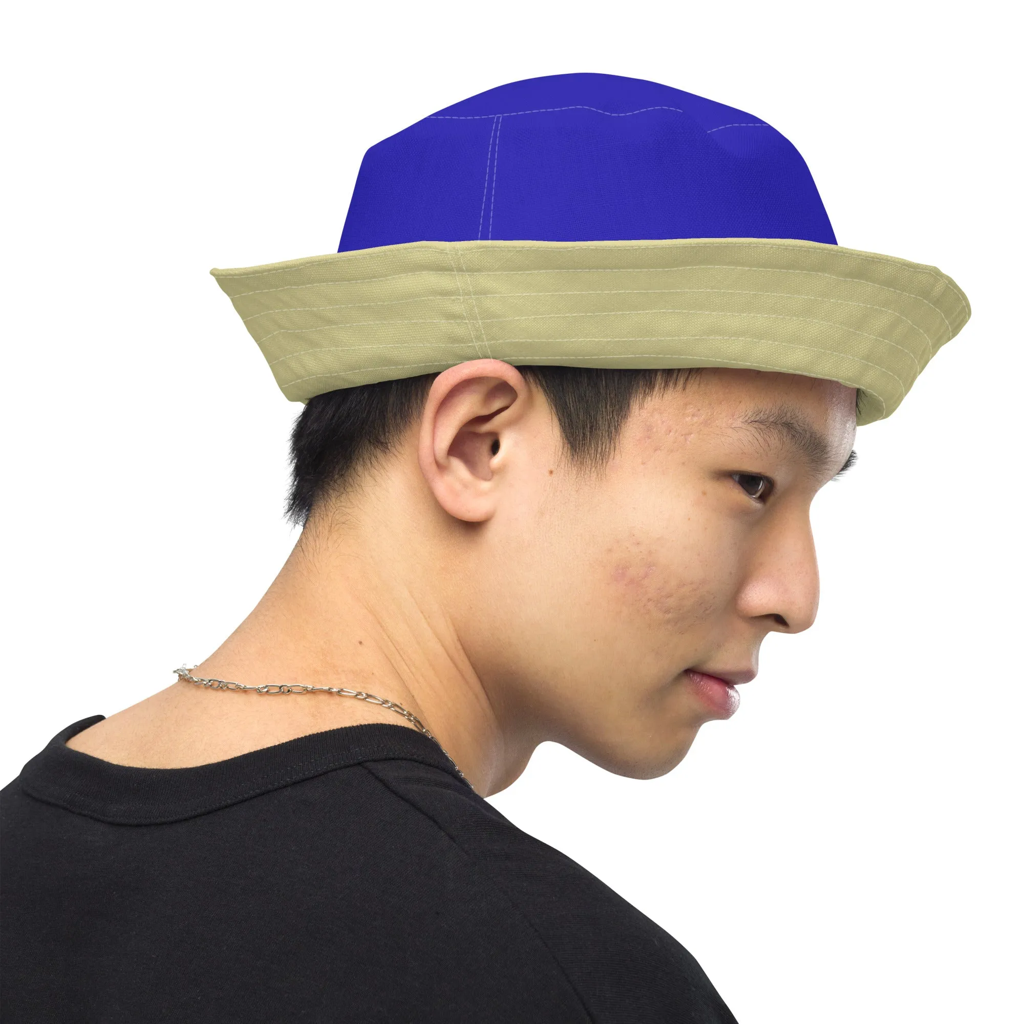 Royal Blue and Sand Reversible bucket hat, Nautical Hat