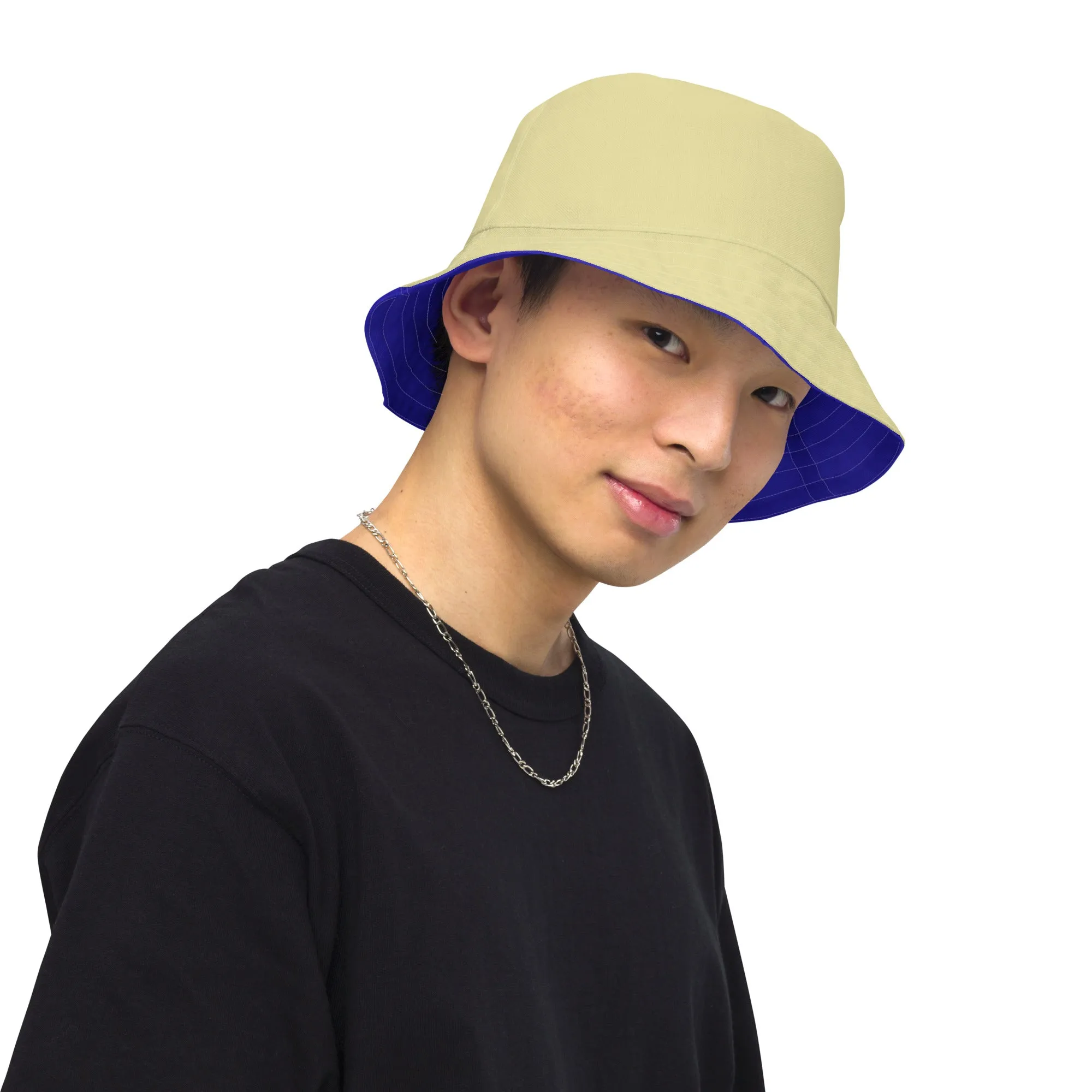 Royal Blue and Sand Reversible bucket hat, Nautical Hat