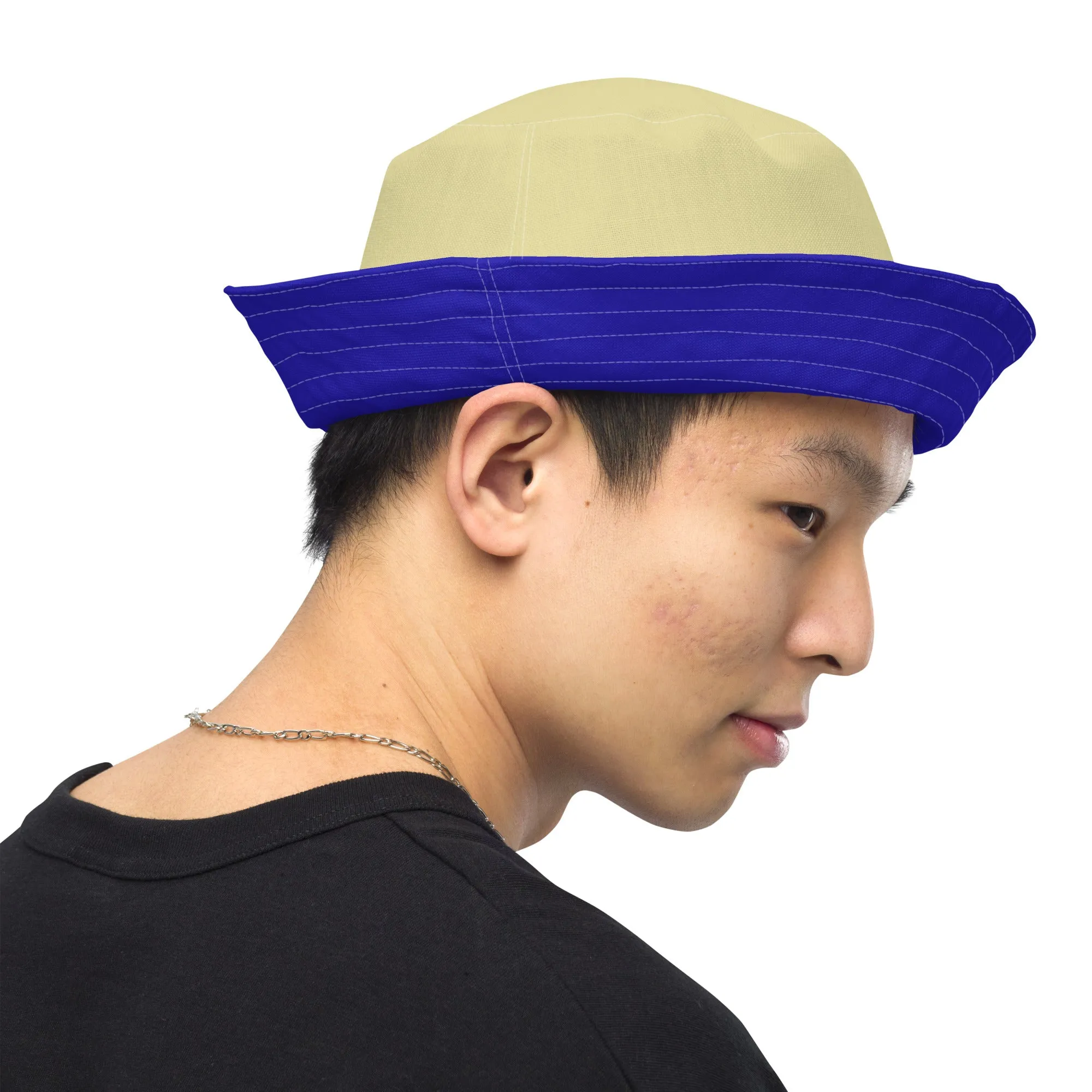 Royal Blue and Sand Reversible bucket hat, Nautical Hat