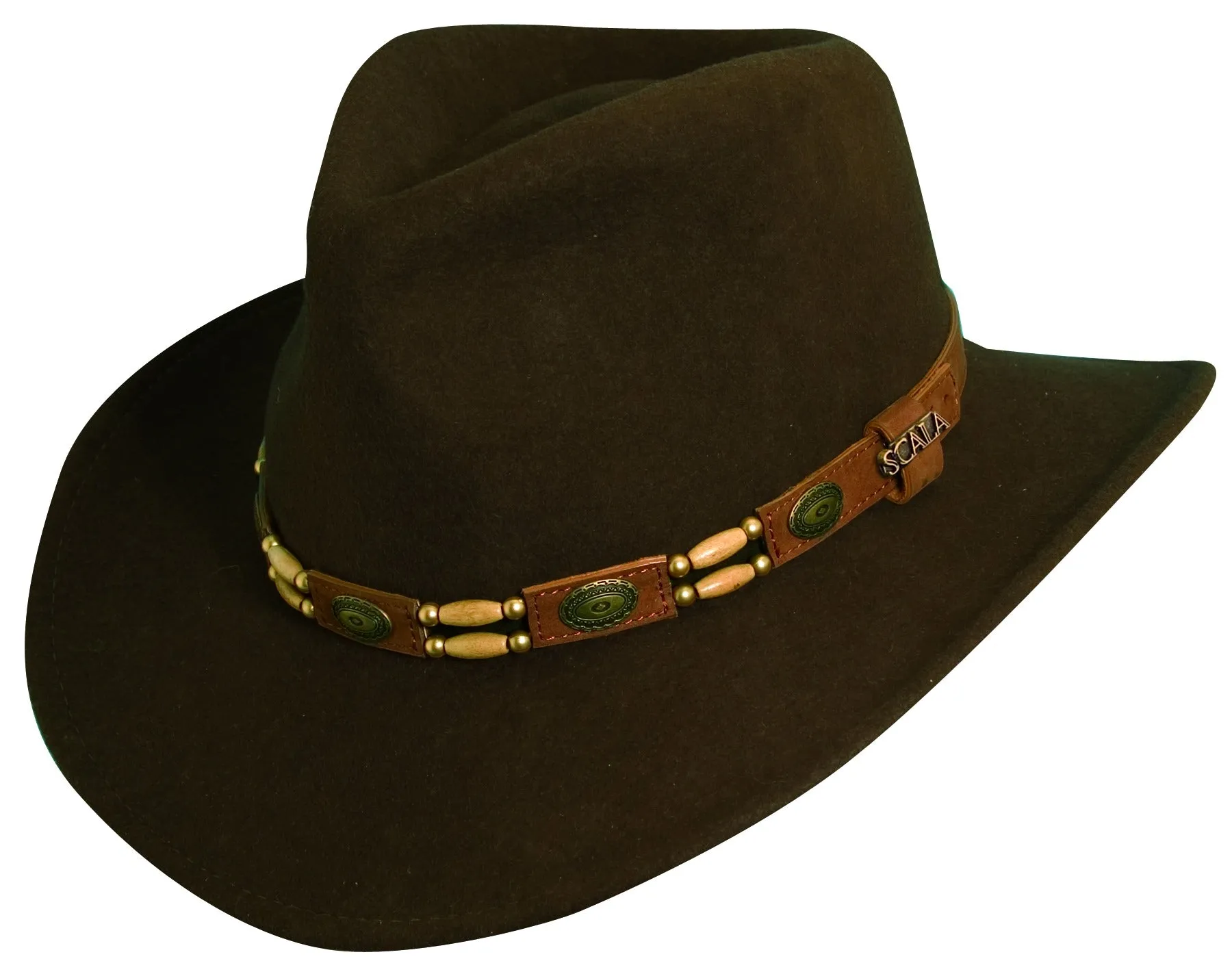 Scala Knoxville Crushable Wool Felt Outback Hat with Conchos