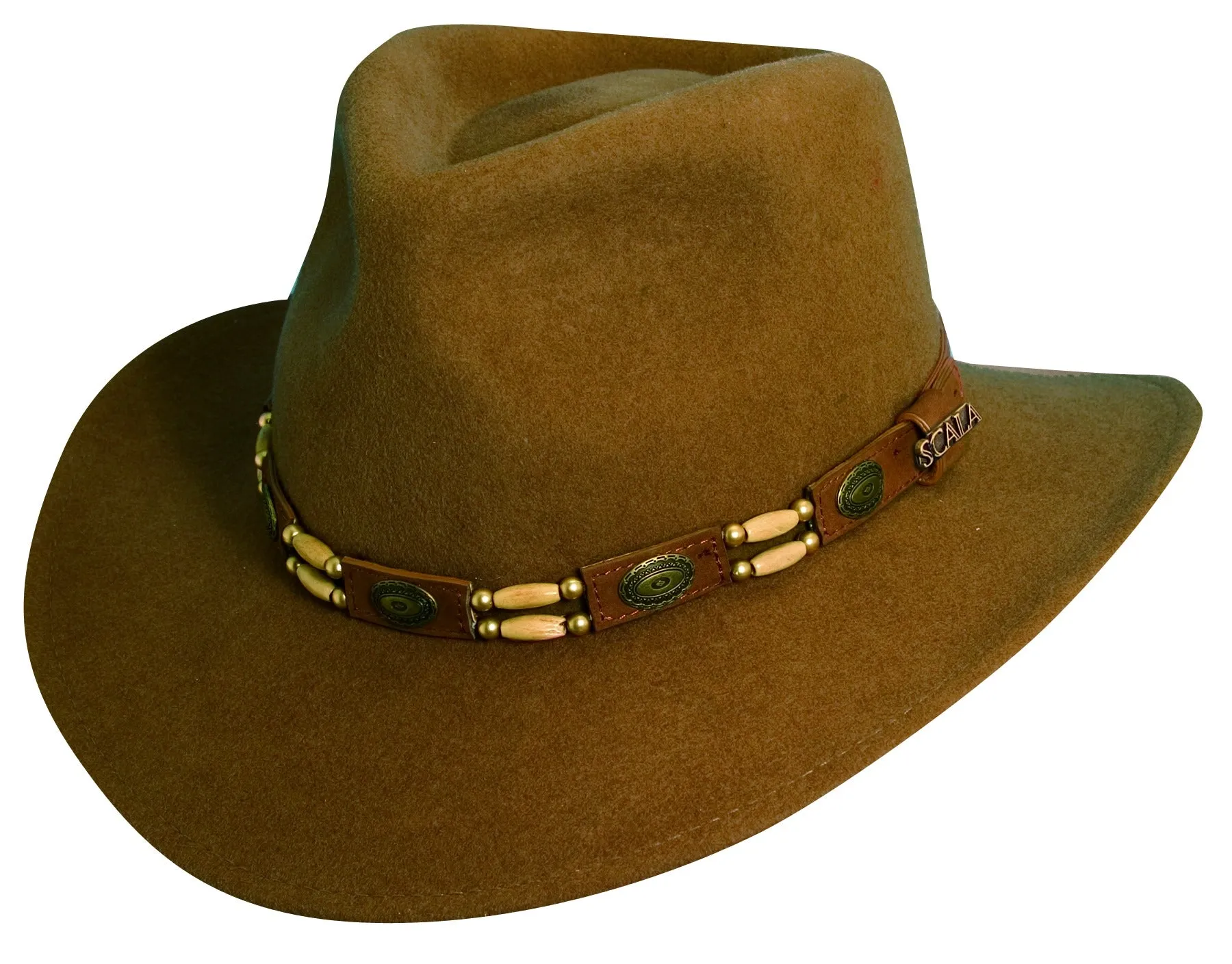 Scala Knoxville Crushable Wool Felt Outback Hat with Conchos
