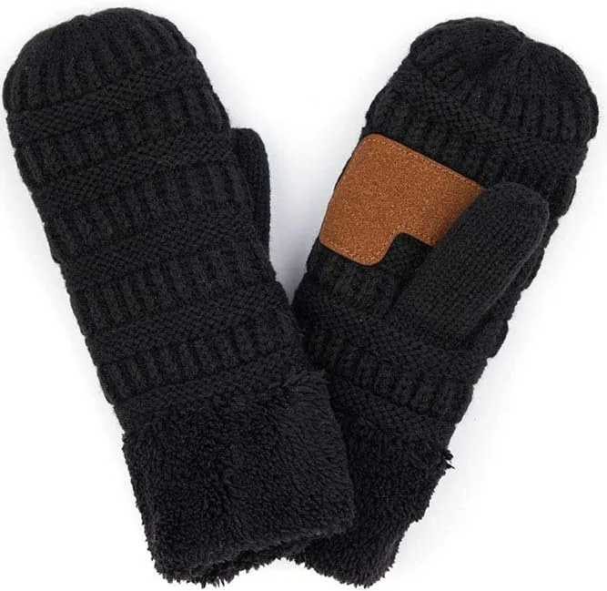 ScarvesMe Women's Winter Warm Fleece Lined Multi Buffalo Check Plaid Knit Mitten Gloves