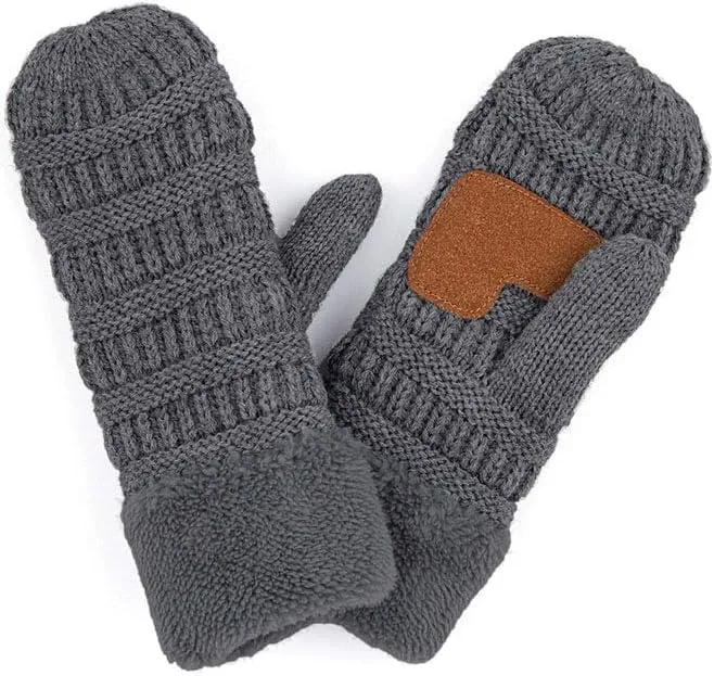 ScarvesMe Women's Winter Warm Fleece Lined Multi Buffalo Check Plaid Knit Mitten Gloves