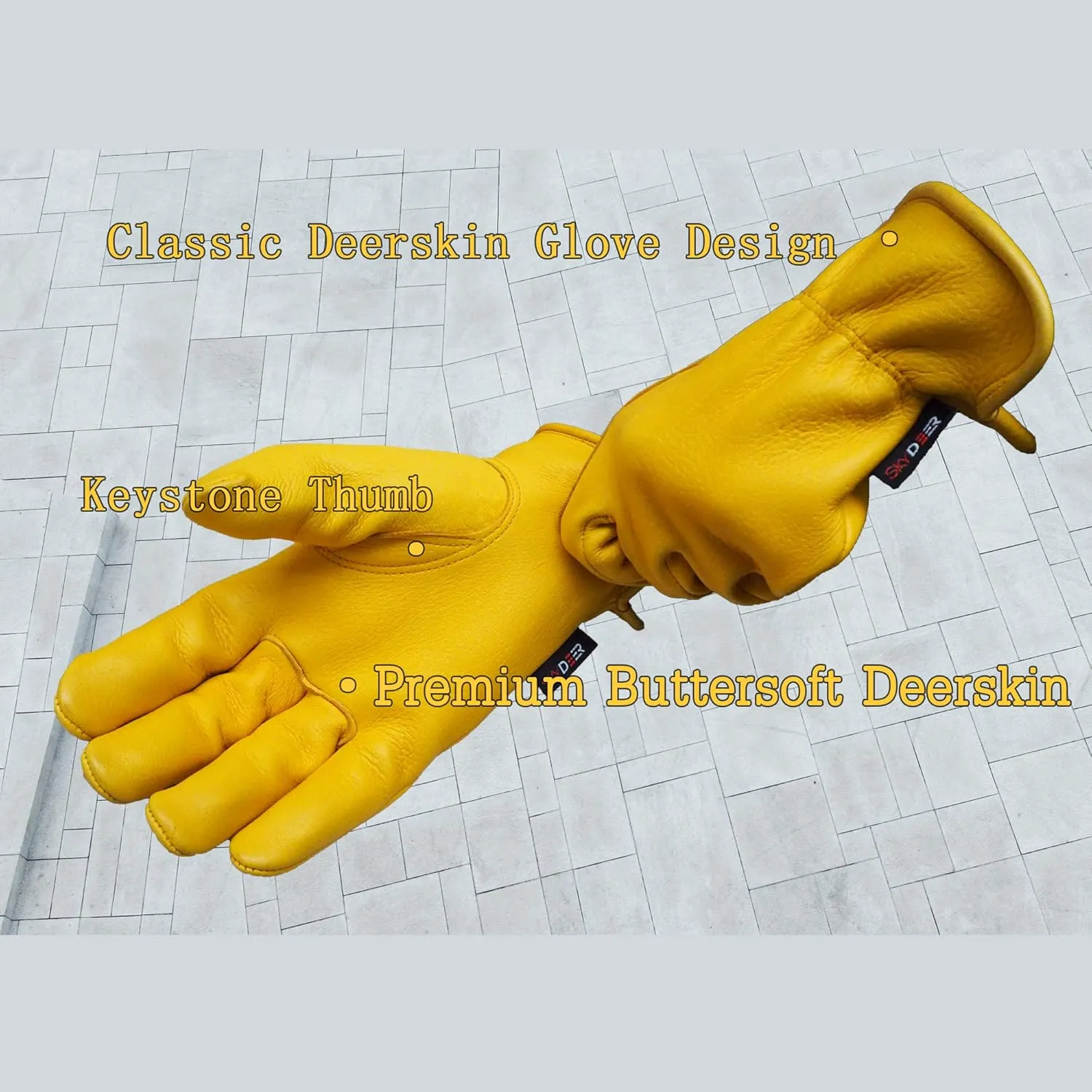 SKYDEER Full Grain Deerskin Leather Gloves for Men and Women, Extra Soft and Hands Protection, 3D Ergonomic Design