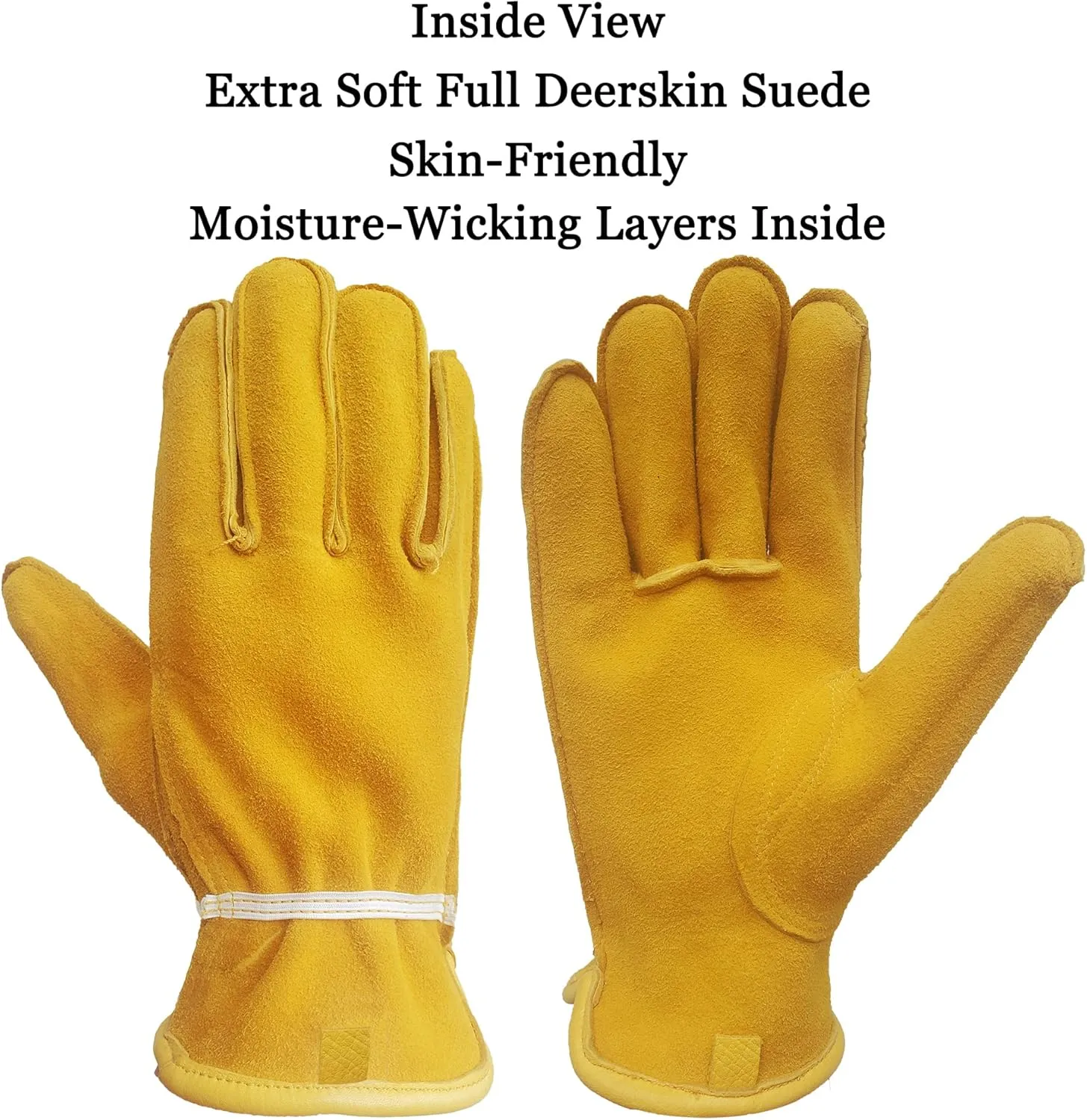 SKYDEER Full Grain Deerskin Leather Gloves for Men and Women, Extra Soft and Hands Protection, 3D Ergonomic Design