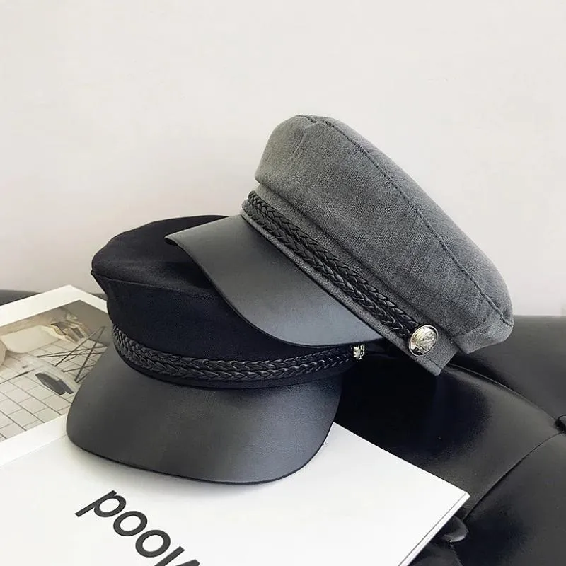 Stylish Military Inspired Peaked Cap Beret
