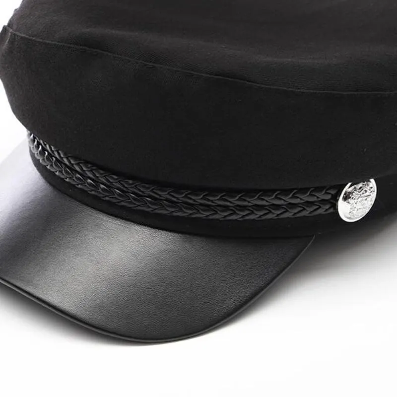 Stylish Military Inspired Peaked Cap Beret