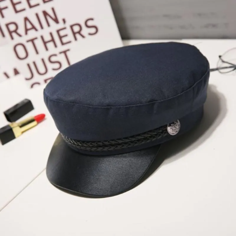 Stylish Military Inspired Peaked Cap Beret