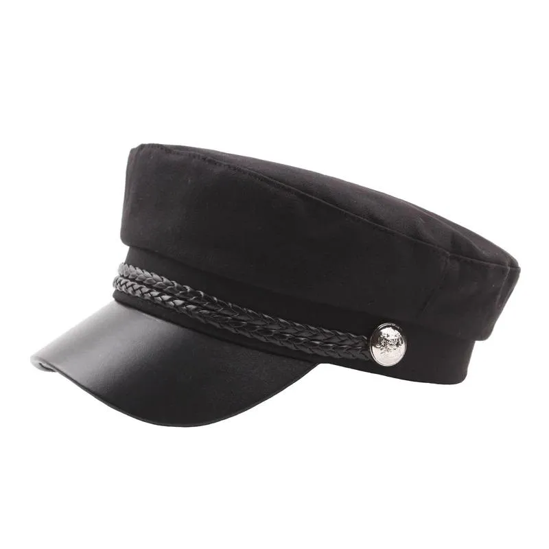 Stylish Military Inspired Peaked Cap Beret