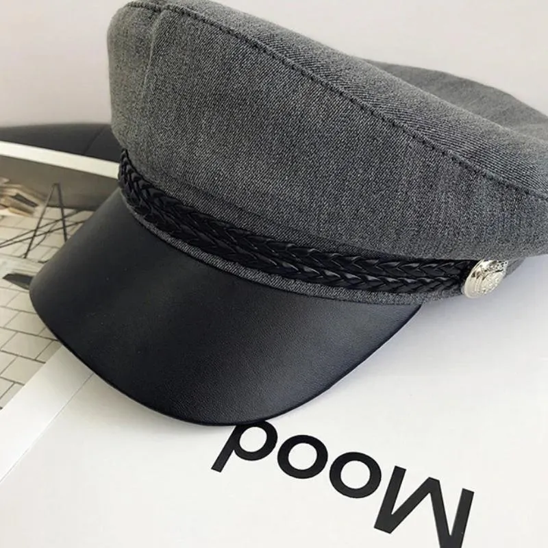 Stylish Military Inspired Peaked Cap Beret