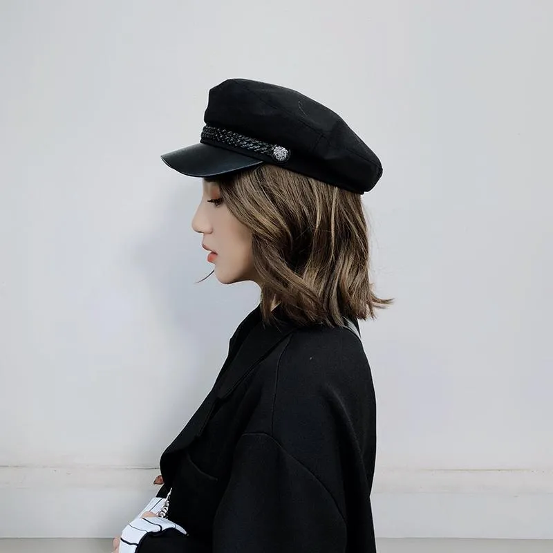 Stylish Military Inspired Peaked Cap Beret