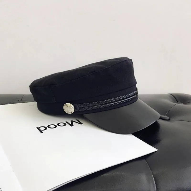 Stylish Military Inspired Peaked Cap Beret