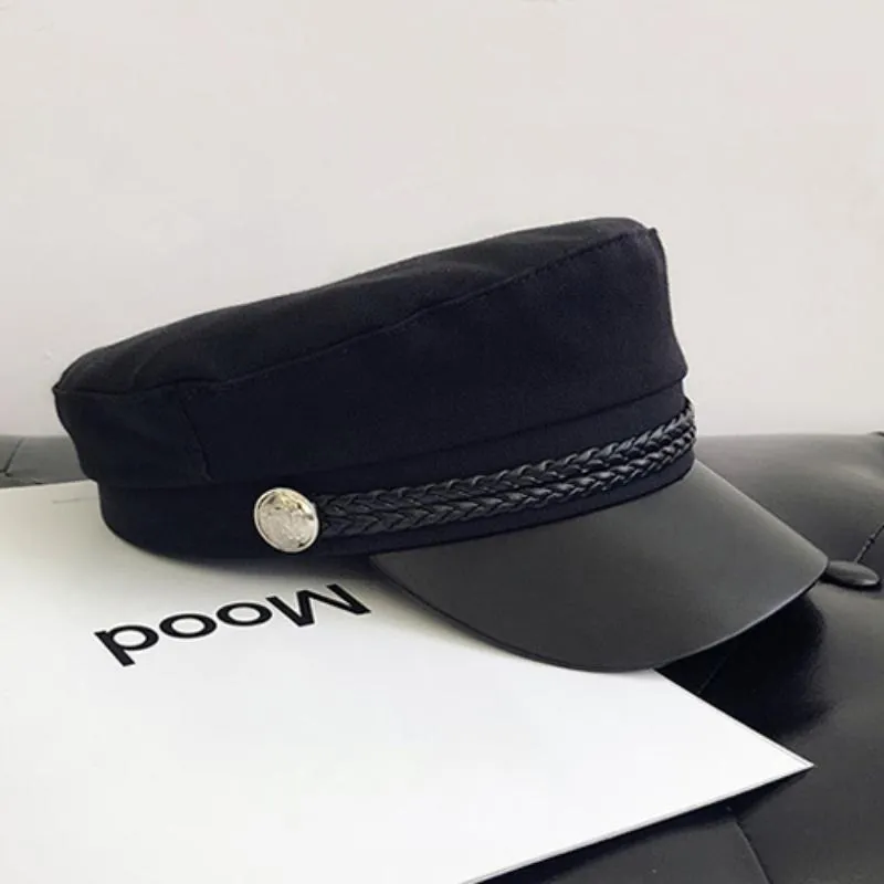 Stylish Military Inspired Peaked Cap Beret