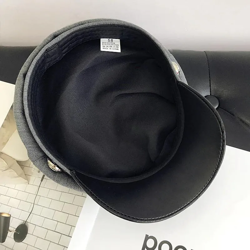 Stylish Military Inspired Peaked Cap Beret