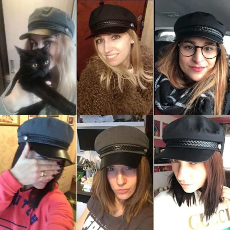 Stylish Military Inspired Peaked Cap Beret