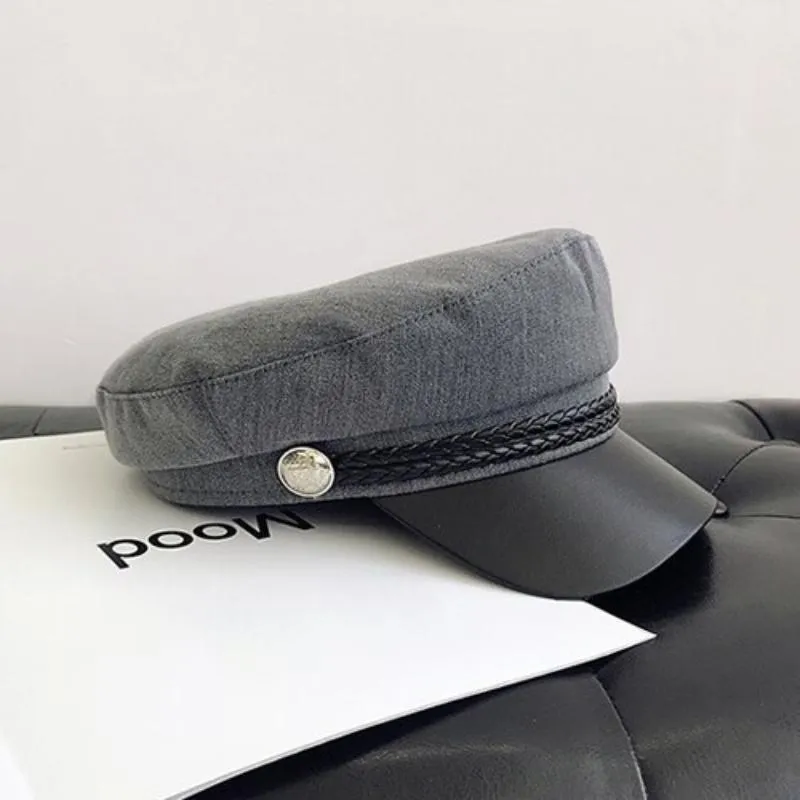 Stylish Military Inspired Peaked Cap Beret